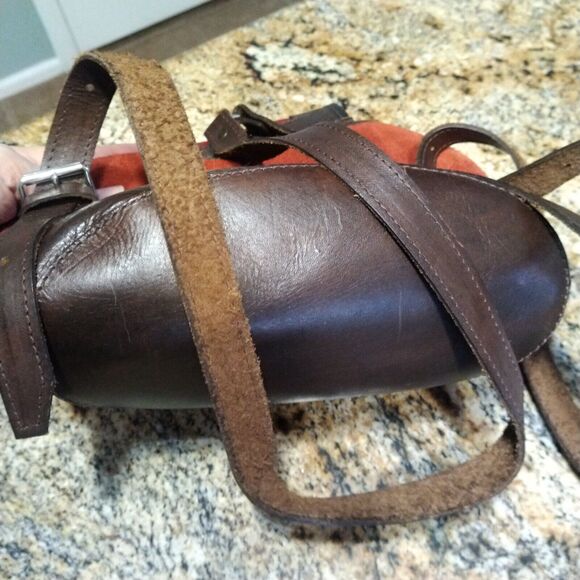 Leather Wool Tweed Suede Artisan Hand Made Red Brown Backpack Bag main image 13